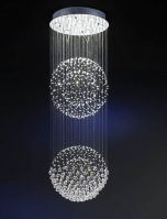 Lustre Esfera P/ 6 Lampadas Gu10 Cristal Esf-50-2Esferas -1,5M Altura