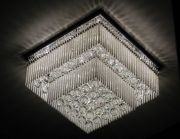 Lustre Quadrado P/ 5 Lampadas Gu9 Cristal Vidrilho 2 Andares (Plafon)Vd-Qu30-2